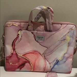 Mosiso Pink Marble Laptop Bag